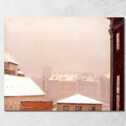 Tetti Di Copenaghen Sotto La Neve Peder Severin Krøyer psk16 quadro stampato su tela