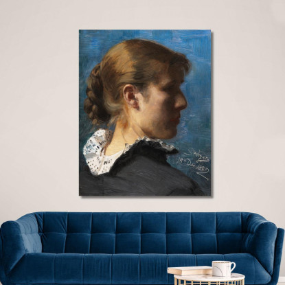 Ritratto Di Una Giovane Donna Di Profilo Peder Severin Krøyer psk40 quadro stampato su tela