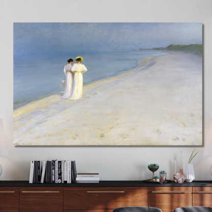 Sera D'Estate Sulla Spiaggia Sud Peder Severin Krøyer psk57 quadro stampato su tela
