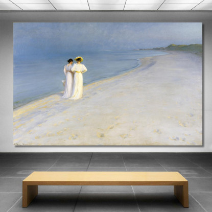 Sera D'Estate Sulla Spiaggia Sud Peder Severin Krøyer psk57 quadro stampato su tela