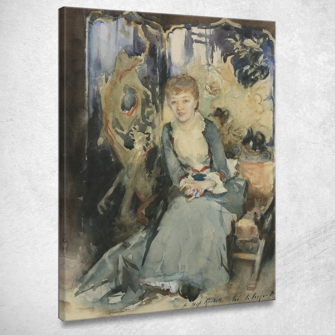 La Signora Reubell Seduta Davanti A Uno Schermo John Singer Sargent jss182 quadro stampato su tela La Signora Reubell Seduta Davanti A Uno Schermo John Singer Sargent jss182 quadro stampato su tela
