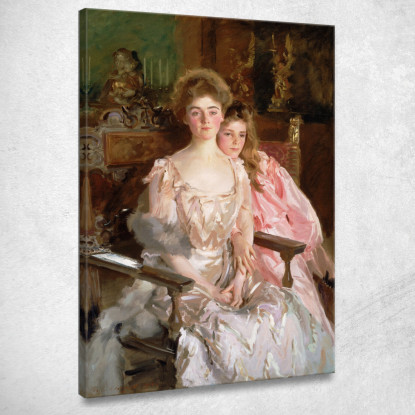 La Signora Fiske Warren Gretchen Osgood E Sua Figlia Rachel John Singer Sargent jss189 quadro stampato su tela