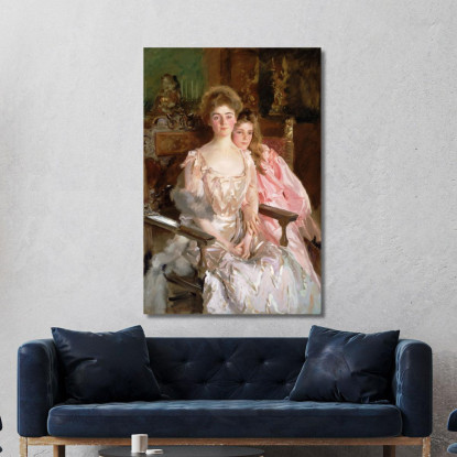La Signora Fiske Warren Gretchen Osgood E Sua Figlia Rachel John Singer Sargent jss189 quadro stampato su tela