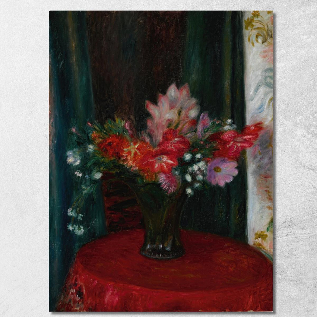Bouquet Su Tovaglia Rossa William James Glackens wjg11 quadro stampato su tela Bouquet Su Tovaglia Rossa William James Glackens wjg11 quadro stampato su tela