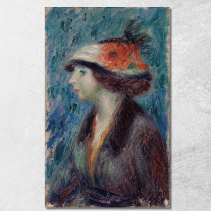 Ragazza Con Cappello Fiorito William James Glackens wjg20 quadro stampato su tela