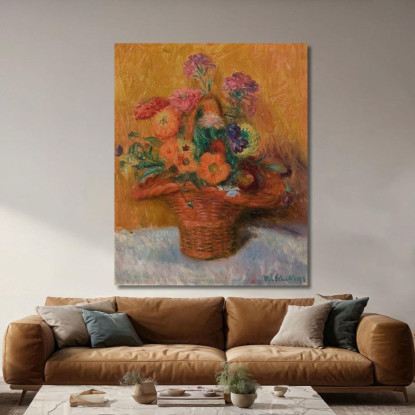 Cesto Rosso Di Zinnie William James Glackens wjg37 quadro stampato su tela