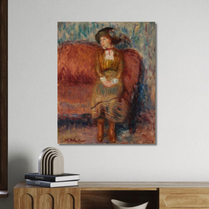 Donna Seduta Sul Divano Rosso William James Glackens wjg65 quadro stampato su tela