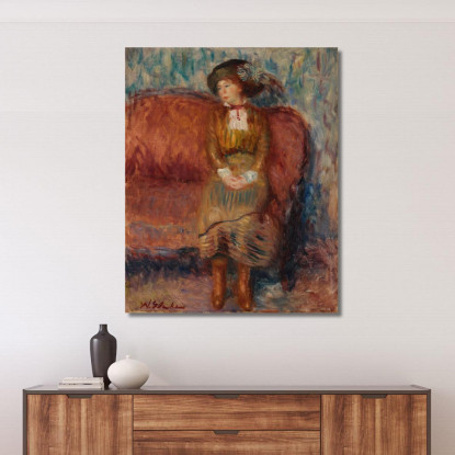 Donna Seduta Sul Divano Rosso William James Glackens wjg65 quadro stampato su tela
