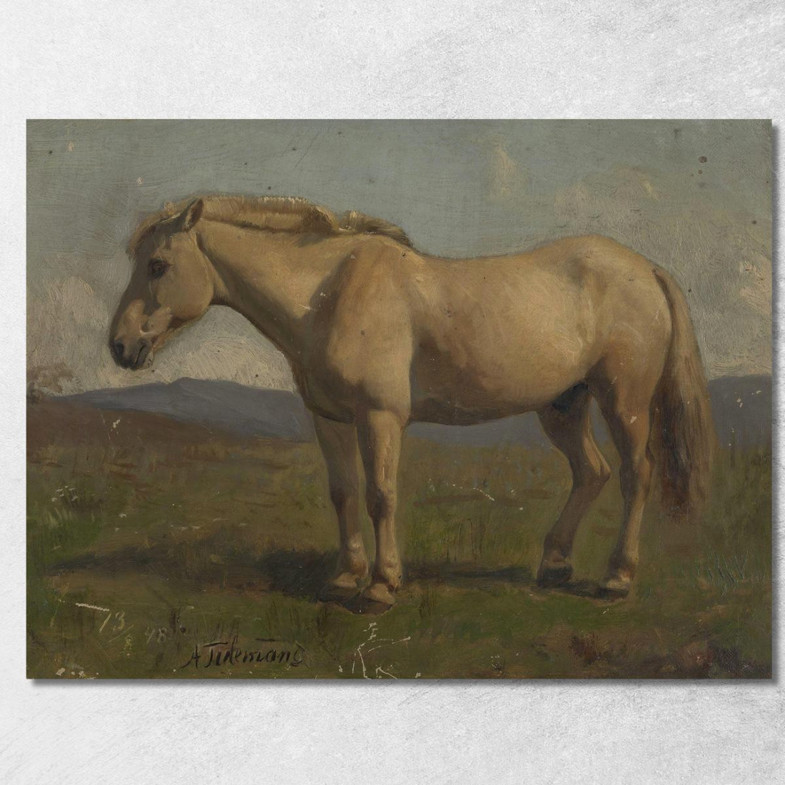 Un Cavallo Sauro Adolph Tidemand atd2 quadro stampato su tela Un Cavallo Sauro Adolph Tidemand atd2 quadro stampato su tela