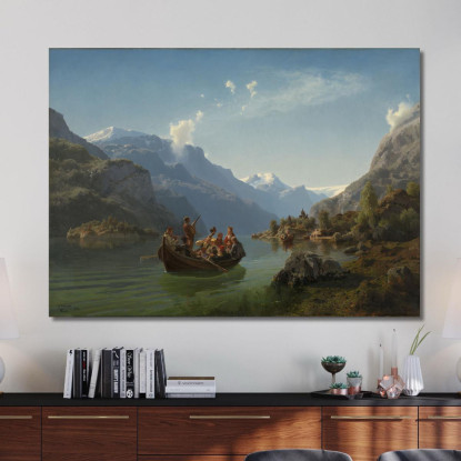 Processione Nuziale Sul Fiordo Di Hardanger Adolph Tidemand atd11 quadro stampato su tela