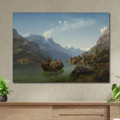 Processione Nuziale Sul Fiordo Di Hardanger Adolph Tidemand atd11 quadro stampato su tela
