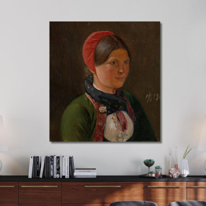 Ragazza Da Hallingdal Adolph Tidemand atd30 quadro stampato su tela