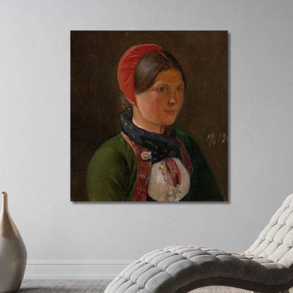 Ragazza Da Hallingdal Adolph Tidemand atd30 quadro stampato su tela