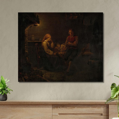 Il Bambino Malato Adolph Tidemand atd32 quadro stampato su tela