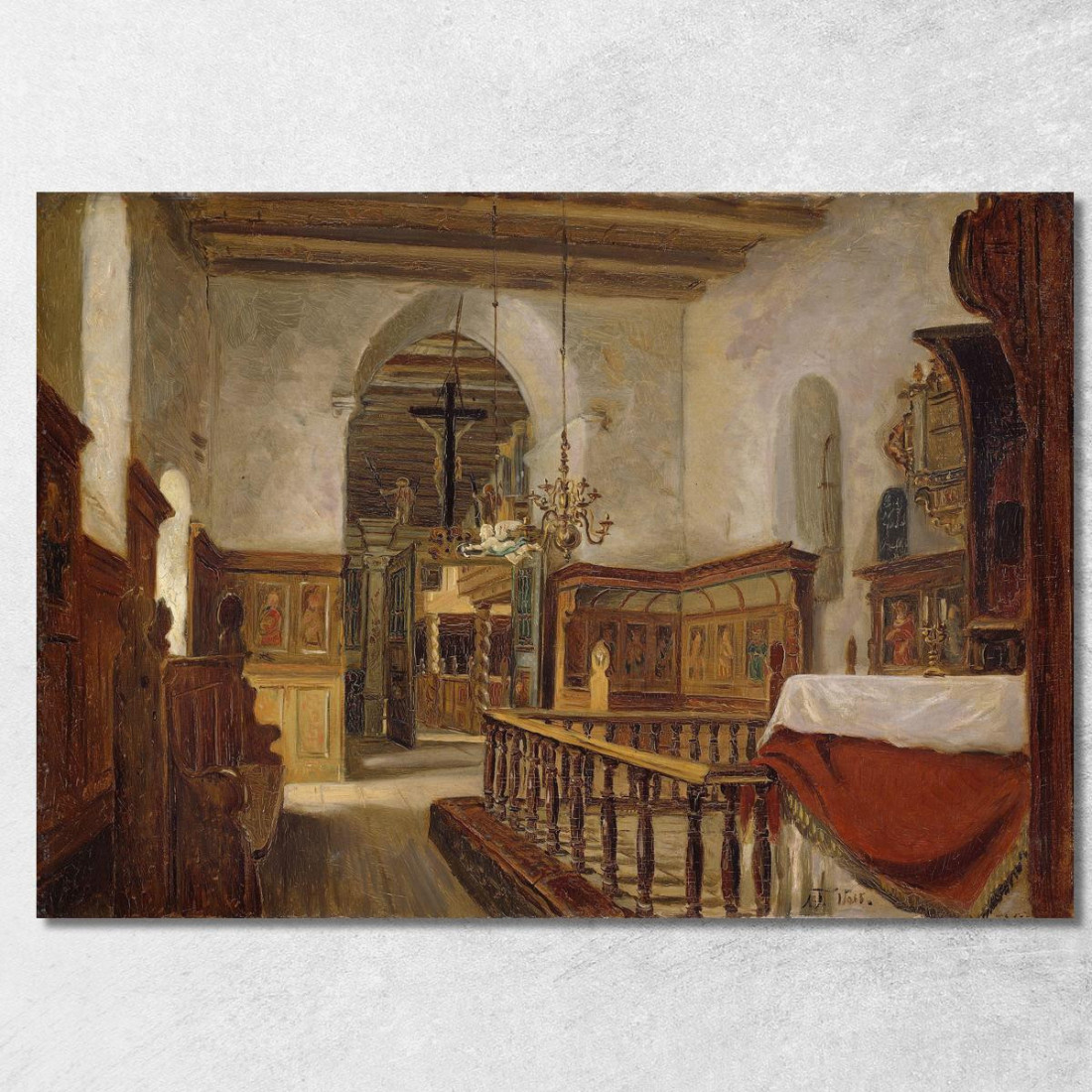 Interno Della Chiesa Di Voss Adolph Tidemand atd34 quadro stampato su tela Interno Della Chiesa Di Voss Adolph Tidemand atd34 quadro stampato su tela