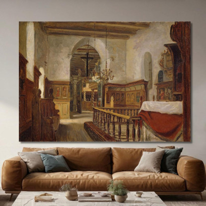 Interno Della Chiesa Di Voss Adolph Tidemand atd34 quadro stampato su tela