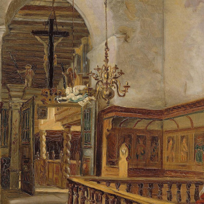 Interno Della Chiesa Di Voss Adolph Tidemand atd34 quadro stampato su tela