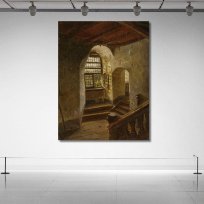 Scalinata In Un Castello Sul Reno Adolph Tidemand atd75 quadro stampato su tela