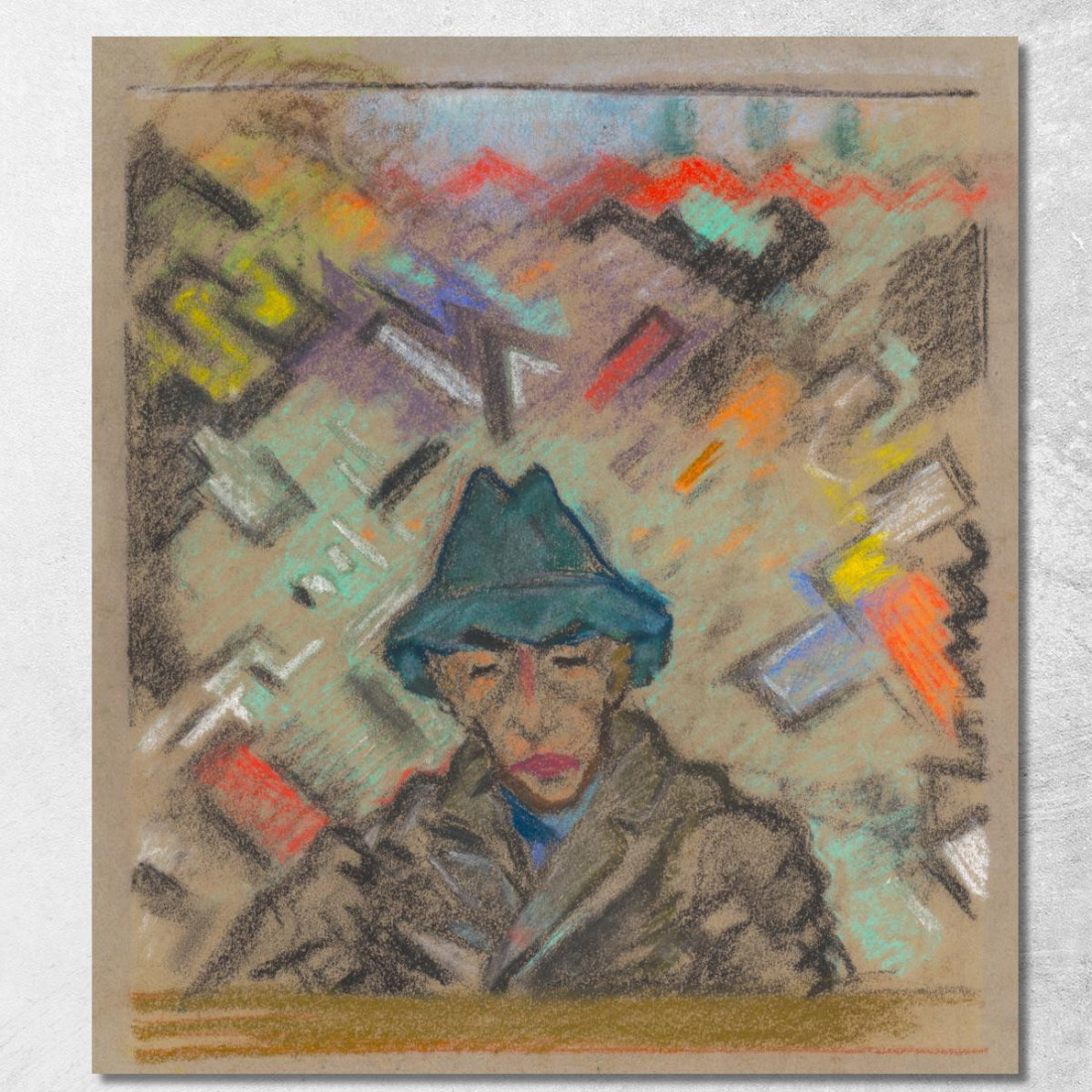 Busto Di Un Uomo Con Cappello Su Sfondo Decorativo 2 Arnold Peter Weisz-Kubínčan apw6 quadro stampato su tela Busto Di Un Uomo Con Cappello Su Sfondo Decorativo 2 Arnold Peter Weisz-Kubínčan apw6 quadro stampato su tela