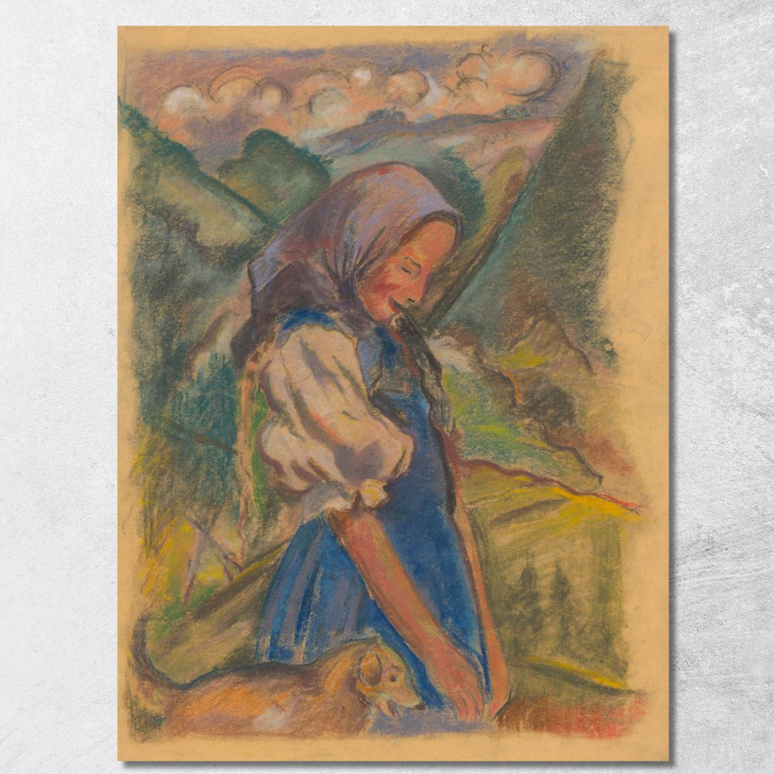 Ragazza Con Cane In Un Paesaggio Arnold Peter Weisz-Kubínčan apw18 quadro stampato su tela Ragazza Con Cane In Un Paesaggio Arnold Peter Weisz-Kubínčan apw18 quadro stampato su tela