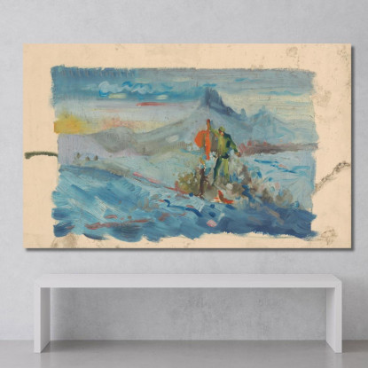 Cacciatori In Un Paesaggio Arnold Peter Weisz-Kubínčan apw32 quadro stampato su tela