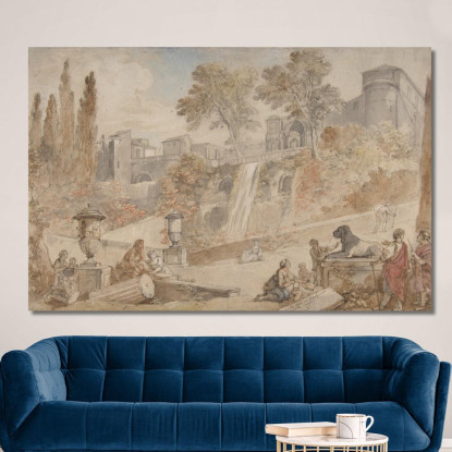 Giardini Di Villa D'Este A Tivoli Charles-Joseph Natoire cjn7 quadro stampato su tela
