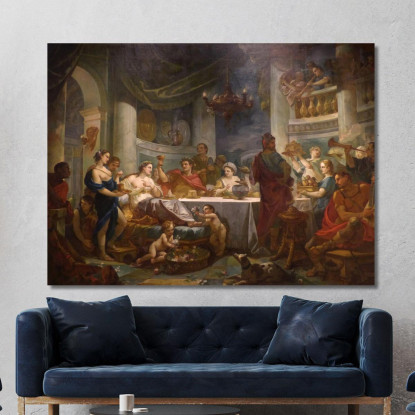 Il Banchetto Di Cleopatra E Marco Antonio Charles-Joseph Natoire cjn10 quadro stampato su tela
