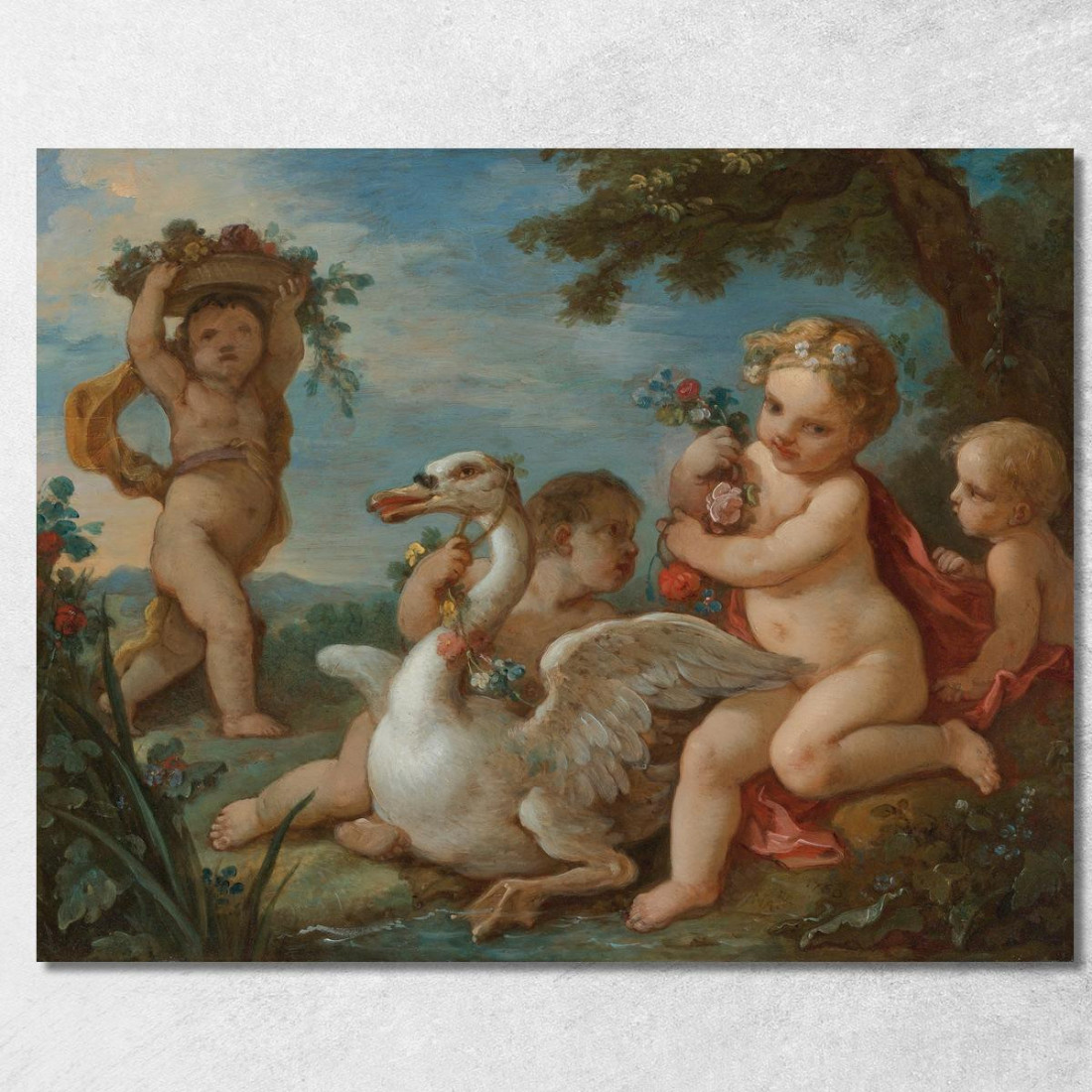 Putti Che Adornano Un Cigno Con Una Ghirlanda Di Fiori Charles-Joseph Natoire cjn16 quadro stampato su tela Putti Che Adornano Un Cigno Con Una Ghirlanda Di Fiori Charles-Joseph Natoire cjn16 quadro stampato su tela