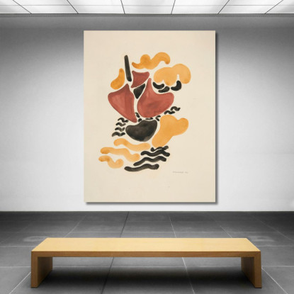 Astrazione Basata Su Forme Di Fiori Iv David Kakabadzé dkk3 quadro stampato su tela