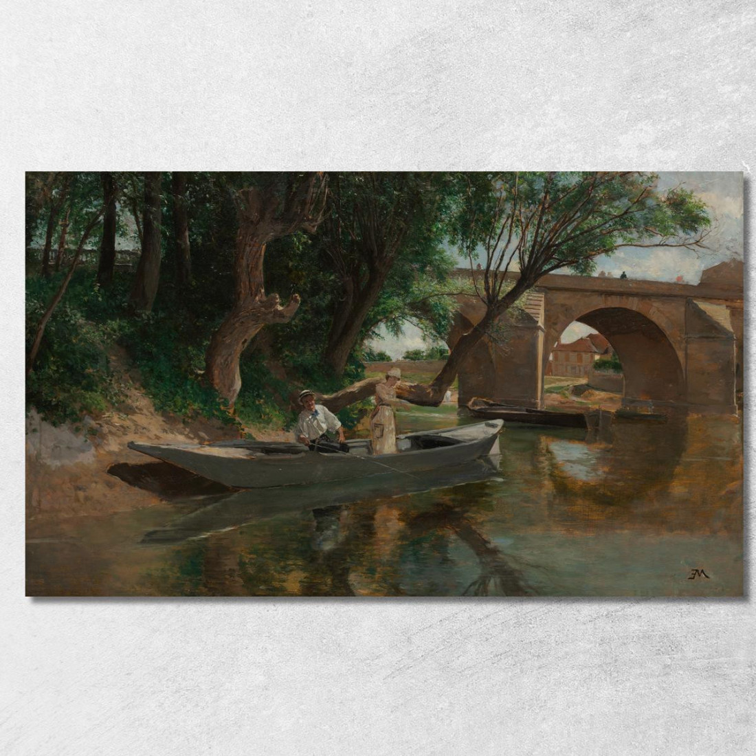 Ponte A Poissy Pescatori Con Lenza Ernest Meissonier ems11 quadro stampato su tela Ponte A Poissy Pescatori Con Lenza Ernest Meissonier ems11 quadro stampato su tela