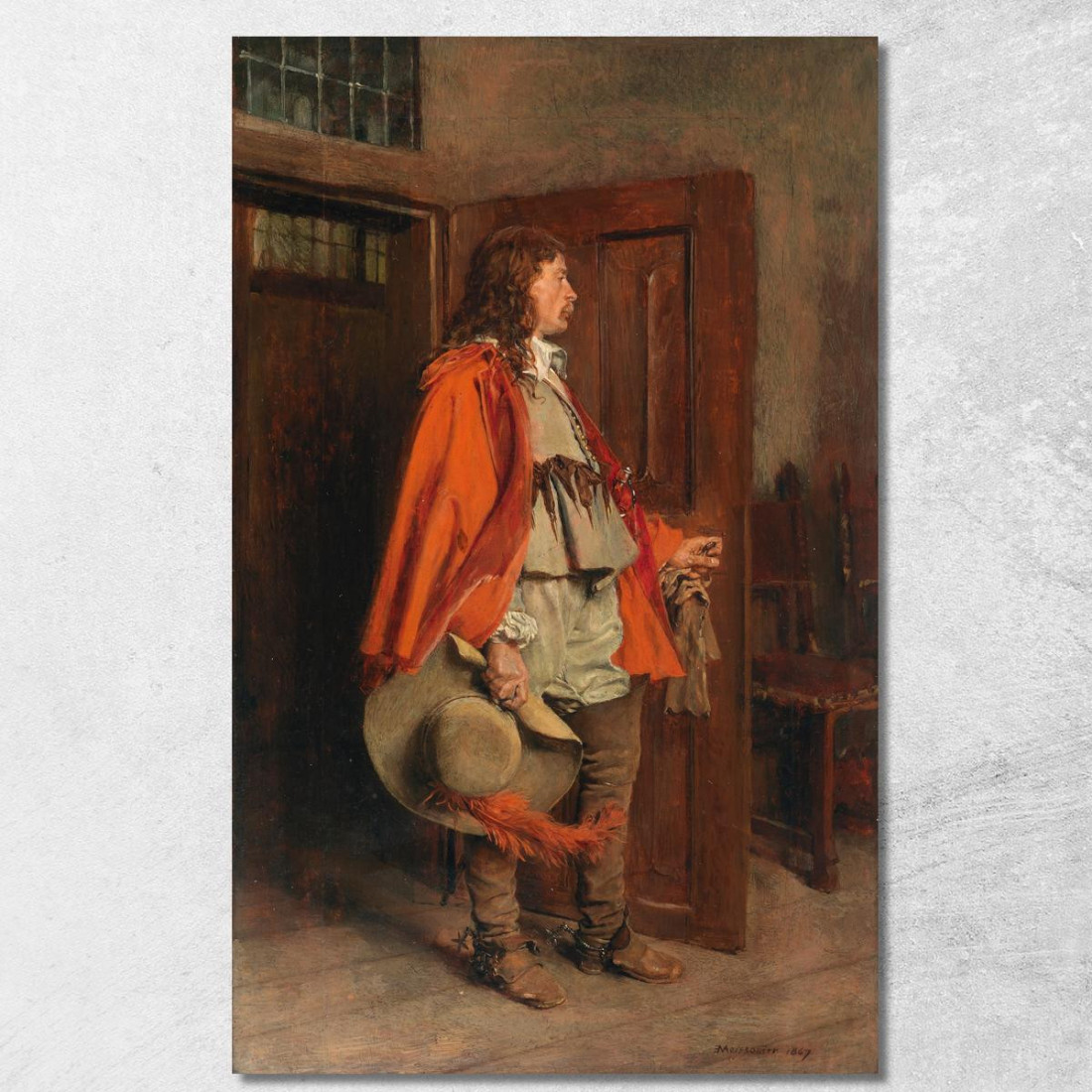 Uomo Con Mantello Rosso Ernest Meissonier ems25 quadro stampato su tela Uomo Con Mantello Rosso Ernest Meissonier ems25 quadro stampato su tela