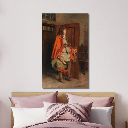 Uomo Con Mantello Rosso Ernest Meissonier ems25 quadro stampato su tela