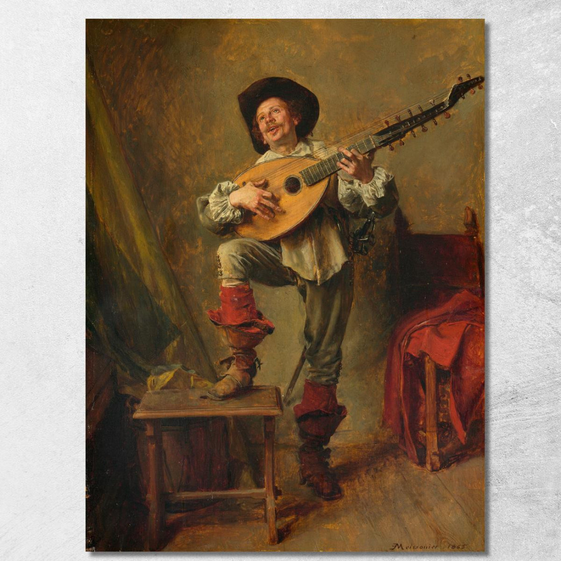 Soldato Che Suona Il Tiorba Ernest Meissonier ems29 quadro stampato su tela Soldato Che Suona Il Tiorba Ernest Meissonier ems29 quadro stampato su tela
