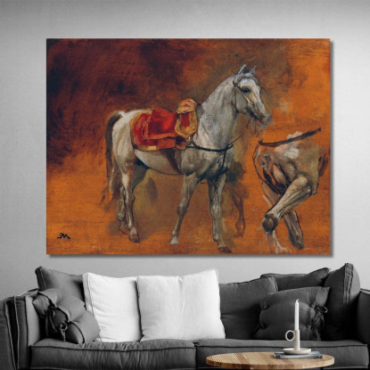 Studi Di Un Cavallo Grigio Ernest Meissonier ems30 quadro stampato su tela