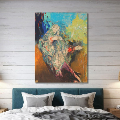 Contadina Danzante Con Scialle Colorato Filipp Malyavin fml2 quadro stampato su tela