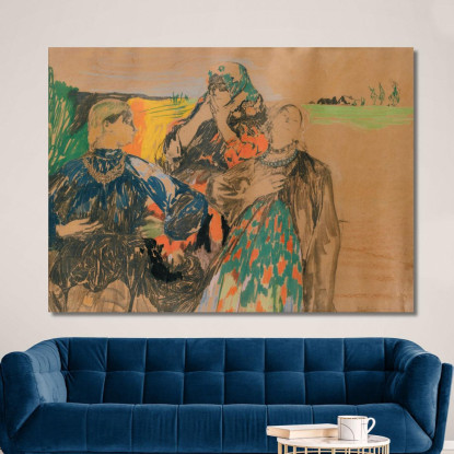 Tre Donne Russe Filipp Malyavin fml19 quadro stampato su tela