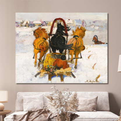 Troika Nella Neve Filipp Malyavin fml20 quadro stampato su tela