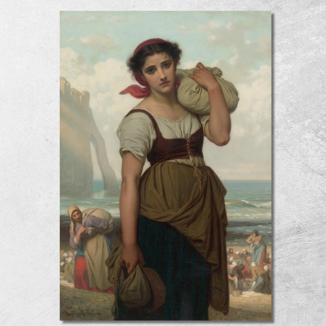 Lavandaia Di Étretat Hugues Merle hmr11 quadro stampato su tela Lavandaia Di Étretat Hugues Merle hmr11 quadro stampato su tela