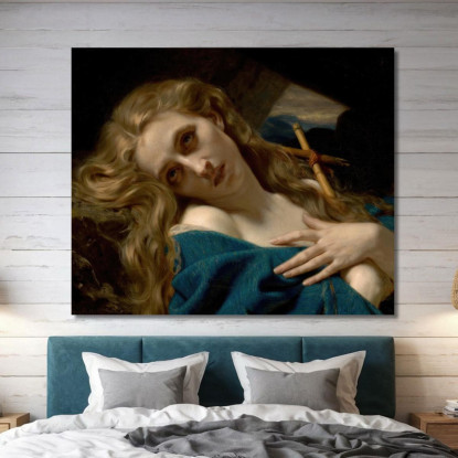 Maria Maddalena Nella Caverna Hugues Merle hmr15 quadro stampato su tela