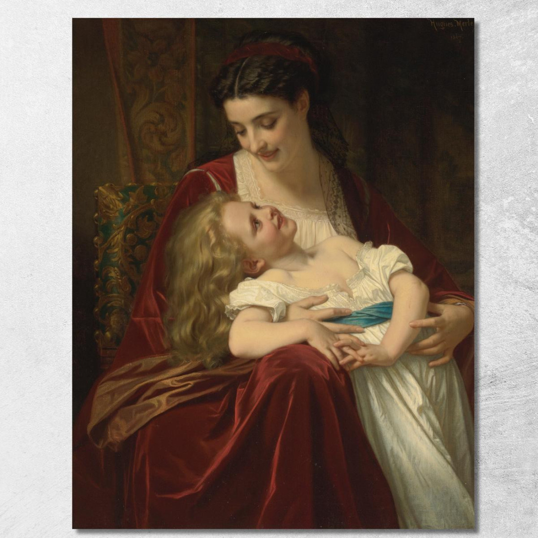 Affetto Materno Hugues Merle hmr16 quadro stampato su tela Affetto Materno Hugues Merle hmr16 quadro stampato su tela