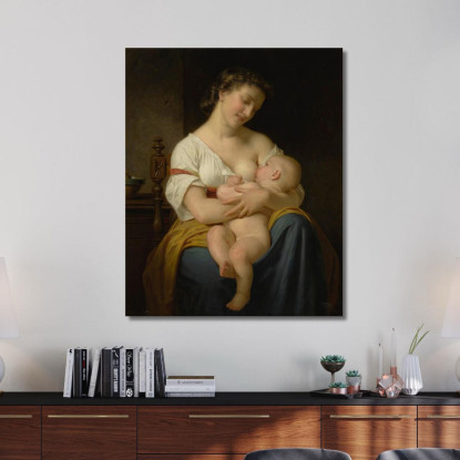 Madre E Figlio Hugues Merle hmr17 quadro stampato su tela