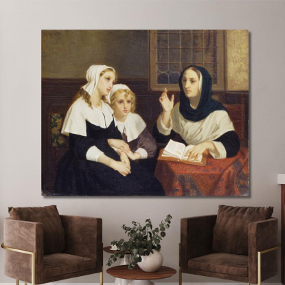 Lettura Della Bibbia Hugues Merle hmr20 quadro stampato su tela