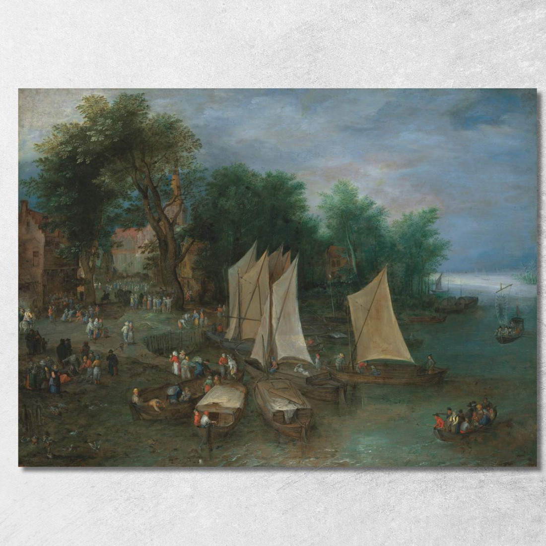 Un Molo Vicino A Un Villaggio Con Navi E Figure Jan Brueghel The Elder jbe1 quadro stampato su tela Un Molo Vicino A Un Villaggio Con Navi E Figure Jan Brueghel The Elder jbe1 quadro stampato su tela