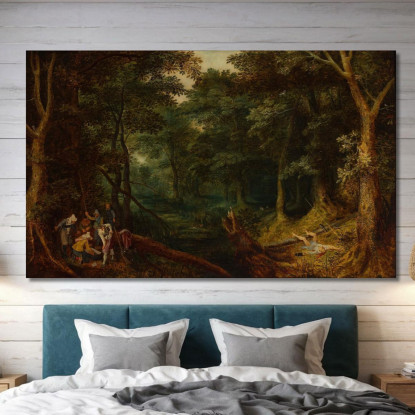Paesaggio Con Briganti Che Dividono Il Bottino Jan Brueghel The Elder jbe21 quadro stampato su tela
