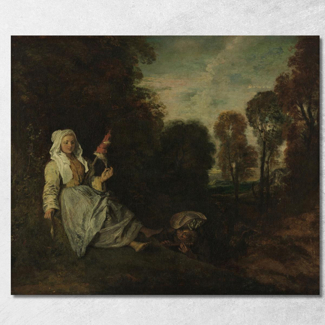 Paesaggio Serale Con Filatrice Jean-Antoine Watteau jaw6 quadro stampato su tela Paesaggio Serale Con Filatrice Jean-Antoine Watteau jaw6 quadro stampato su tela