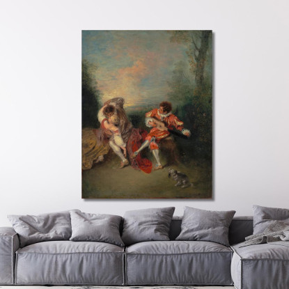 La Sorpresa Jean-Antoine Watteau jaw15 quadro stampato su tela