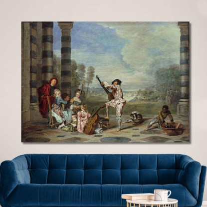 Le Attrazioni Della Vita Jean-Antoine Watteau jaw19 quadro stampato su tela