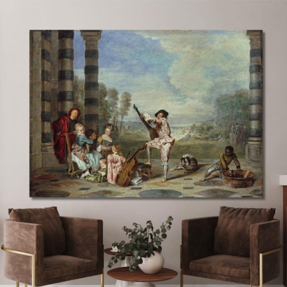 Le Attrazioni Della Vita Jean-Antoine Watteau jaw19 quadro stampato su tela