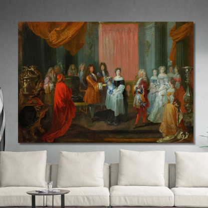 Luigi Xiv Conferisce L'Ordine Del Cordon Bleu Al Duca Di Borgogna Padre Di Luigi Xv Jean-Antoine Watteau jaw21 quadro stampato