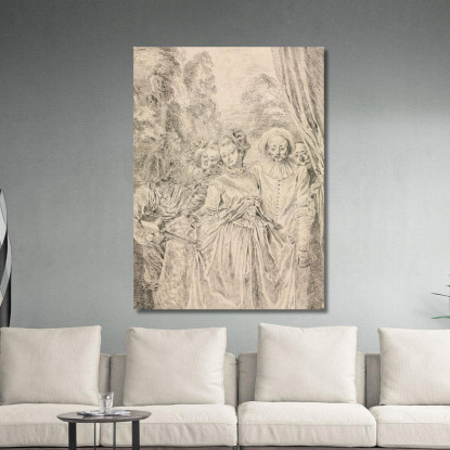 Gli Abiti Sono Italiani Jean-Antoine Watteau jaw31 quadro stampato su tela